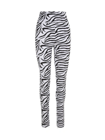 Shop Rotate Birger Christensen Elodie Printed Leggings In Black On Bright White Zebra Aop