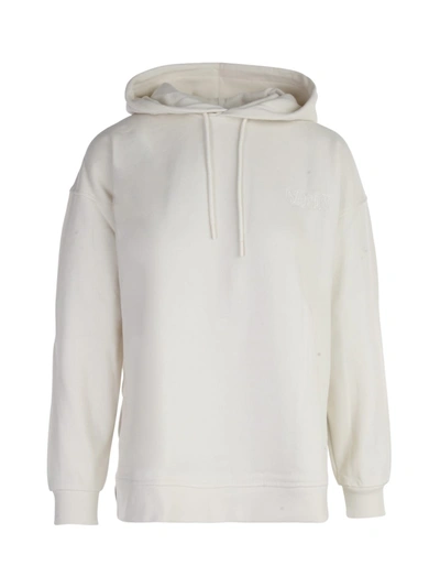Shop Ganni Isoli Software Ivory Colored Jersey Hoodie With Logo In Egret