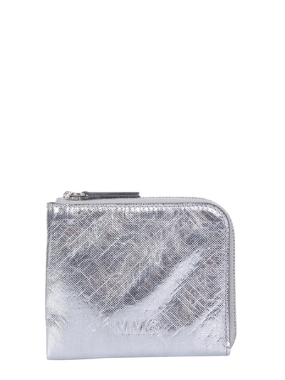 Shop Mm6 Maison Margiela Wallet With Logo In Argento