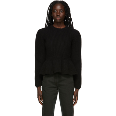 Shop Lemaire Black Wool Peplum Sweater In 999 Black