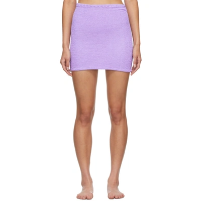 Shop Hunza G Purple Shirred Miniskirt In Lilac