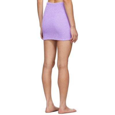 Shop Hunza G Purple Shirred Miniskirt In Lilac