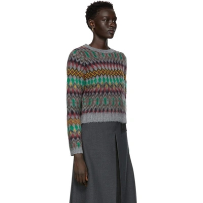 Shop Maison Margiela Grey Blurred Fair Isle Sweater In Grey+mix 001j