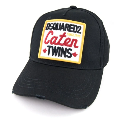 Dsquared2 Patch Caten Twins Square Embroidered Baseball Cap Black Colour:  Black | ModeSens