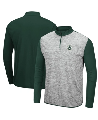 Shop Colosseum Men's Heathered Gray, Green Colorado State Rams Prospect Quarter-zip Jacket In Heathered Gray/green