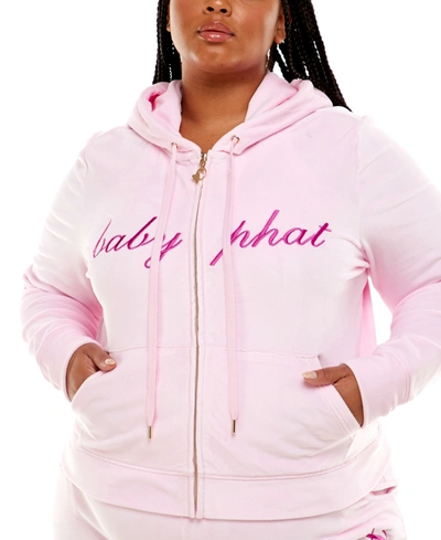 Baby Phat Trendy Plus Size Graphic Velour Hoodie In Sweet Lilac | ModeSens