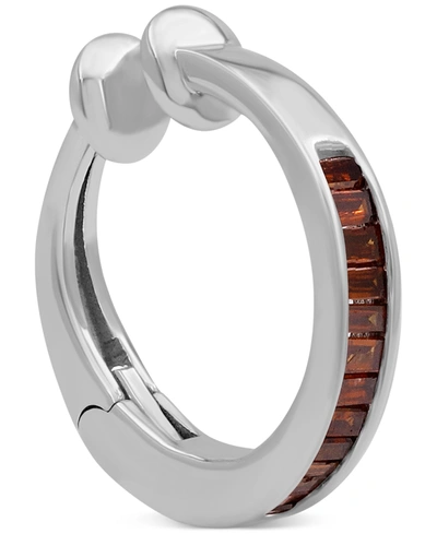 Macy's Diamond Ear Cuff (1/10 Ct. Tw) In 10k White Gold (also In Black, Red, & Blue Diamond) In Red Baguette