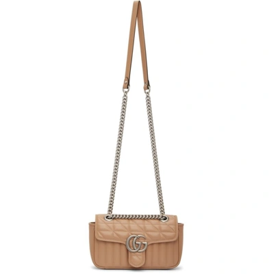 Shop Gucci Beige Mini Gg Marmont 2.0 Shoulder Bag In 2754 Camelia/camelia