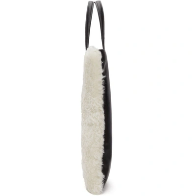 Shop Little Liffner White & Black Shearling Sprout Tote In White/black