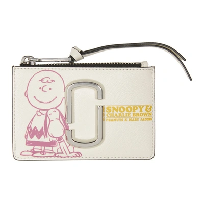 Shop Marc Jacobs White Peanuts Edition 'the Snapshot Snoopy' Zip Wallet In 177 Chalk