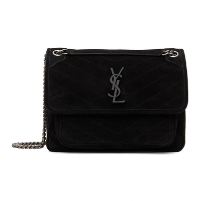 Shop Saint Laurent Black Suede Medium Niki Bag In 1000 Nero/nero