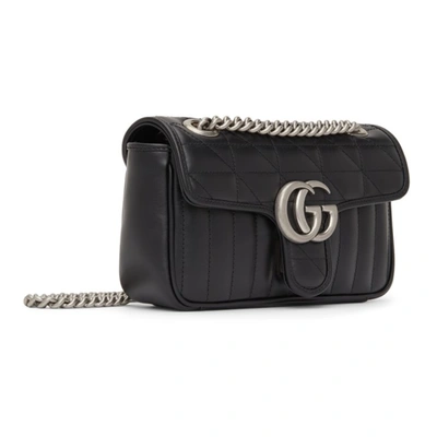 Shop Gucci Black Mini Gg Marmont 2.0 Shoulder Bag In 1000 Black/black/bla