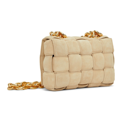 Shop Bottega Veneta Beige Chain Cassette Shoulder Bag In 9776 Porridge/gold