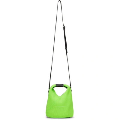 Shop Mm6 Maison Margiela Mesh Mini Triangle Crossbody Bag In H8775 Acid Green