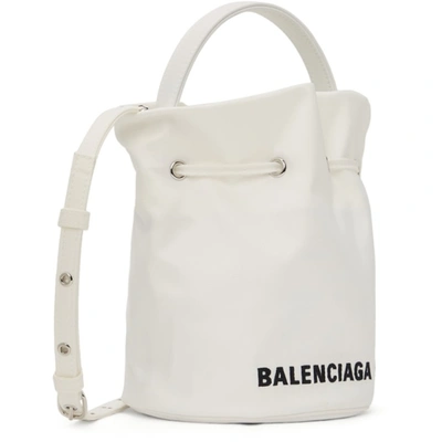 Shop Balenciaga White Xs Wheel Drawstring Bucket Bag In 9060 White