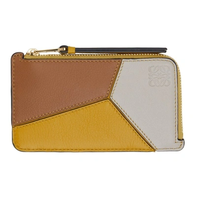 Yellow Puzzle Coin Card Holder In 8303 Mustard/tan