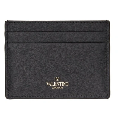 Shop Valentino Black Rockstud Card Holder In 0no Black