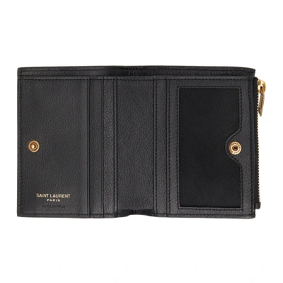 Shop Saint Laurent Black Tiny Monogram Card Holder In 1000 Black