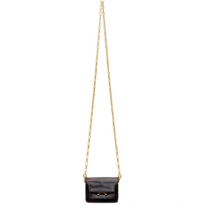Shop Marni Black Nano Glossy Trunk Chain Bag In Z494n Black Cherry+b