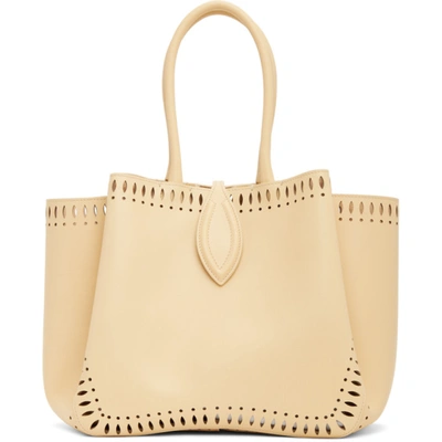 Shop Alaïa Beige Vienne Vague Angèle 25 Tote In 148 Desert