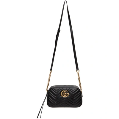 Gucci Black Gg Marmont Small Leather Shoulder Bag In 1000 Nero/nero