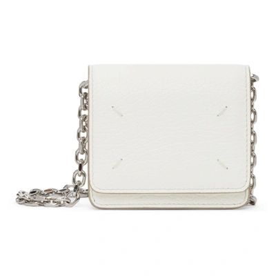 Shop Maison Margiela White Leather Small Chain Wallet Bag In T1003 White