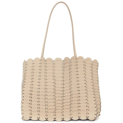 Shop Rabanne Beige Leather Pacolo Cabas Tote In M920 Dkbeig