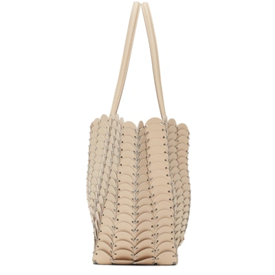 Shop Rabanne Beige Leather Pacolo Cabas Tote In M920 Dkbeig
