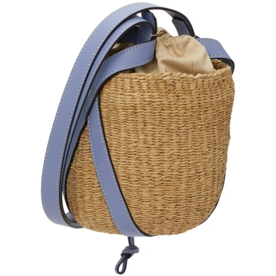 Shop Chloé Beige & Blue Mifuko Edition Small Basket Shoulder Bag In 4c1 Gentle Blue