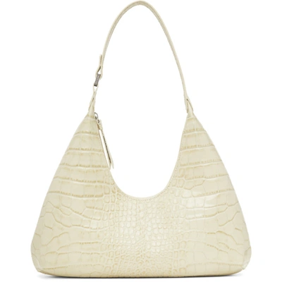 Shop By Far Off-white Croc Amber Shoulder Bag In Cream