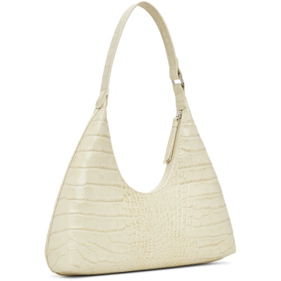 Shop By Far Off-white Croc Amber Shoulder Bag In Cream