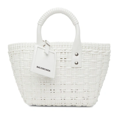 Shop Balenciaga White Xs Bistro Basket Strap Tote In 9000 Optic White