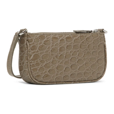 Shop By Far Taupe Circular Croc Mini Rachel Bag In Mud Mud