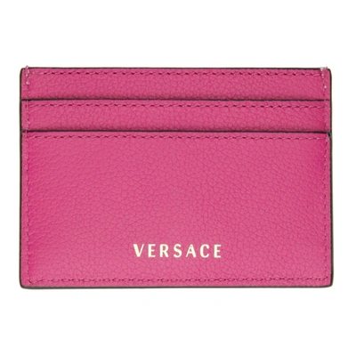 Shop Versace Pink 'la Medusa' Card Holder