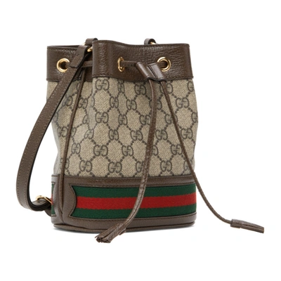 Shop Gucci Beige Mini Gg Ophidia Bucket Bag In 8745 B.eb/n.acero/vr