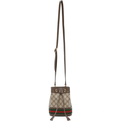 Shop Gucci Beige Mini Gg Ophidia Bucket Bag In 8745 B.eb/n.acero/vr