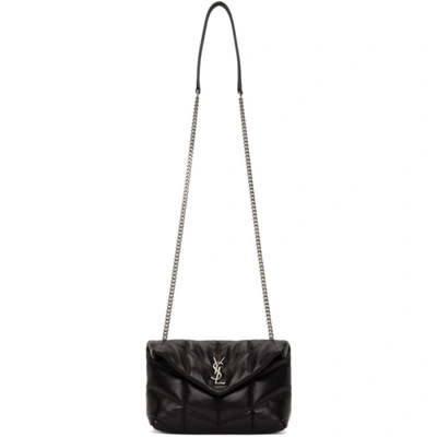 Shop Saint Laurent Black Puffer Toy Loulou Bag In 1000 Black