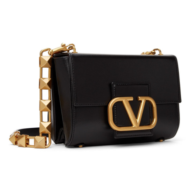 Shop Valentino Black Stud Sign Shoulder Bag In 0no Black