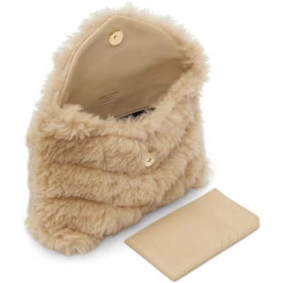 Shop Saint Laurent Puffy Shearling Pouch In 9540 Natural Beige