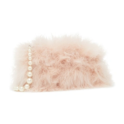 Shop Dries Van Noten Pink Feather Pearl Handle Clutch In 300 Blush