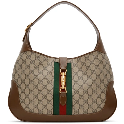 Shop Gucci Beige & Brown Medium Gg Jackie 1961 Bag In 8565 Be.ebon/br.suga