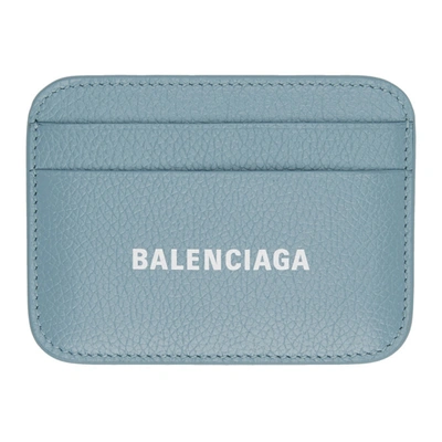 Shop Balenciaga Blue Cash Card Holder In 4791 Blue Grey