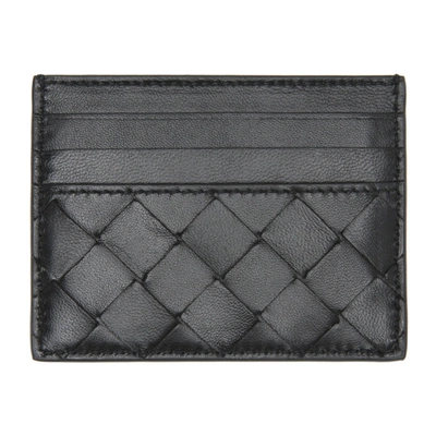 Shop Bottega Veneta Leather Intrecciato Card Holder In 8425 Black