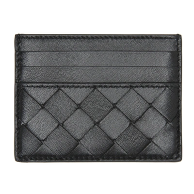 Shop Bottega Veneta Leather Intrecciato Card Holder In 8425 Black