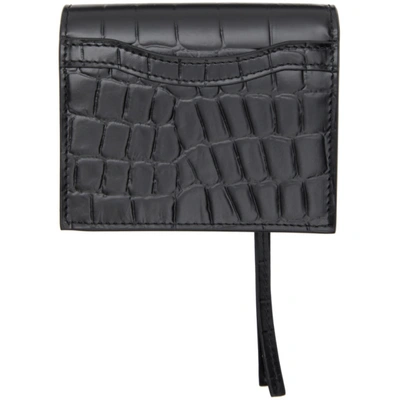 Shop Balenciaga Black Croc Neo Classic Flap Card Holder In 1000 Black