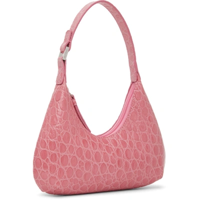 Shop By Far Pink Circular Croc Baby Amber Bag In Vn Venus
