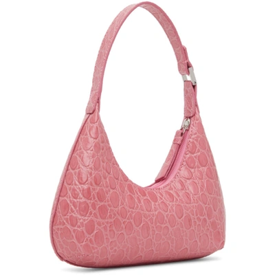 Shop By Far Pink Circular Croc Baby Amber Bag In Vn Venus