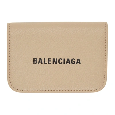 Shop Balenciaga Beige Mini Flap Cash Card Holder In 2760 Ltbeige/black