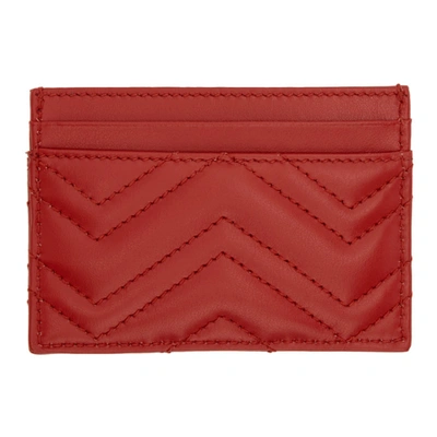 Shop Gucci Red Gg Marmont Card Holder In 6433 Hibis Red/hibis