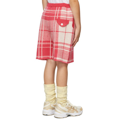 Shop Ligne Noire Kids Pink & Off-white Tartan Shorts In Fuxia